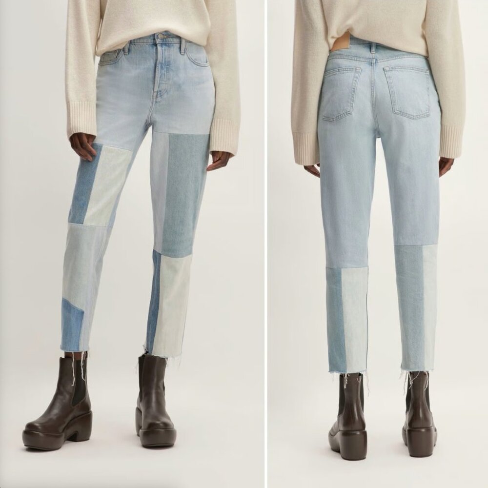 EVERLANE The ’90s Cheeky Mended Patchwork Jean Ankle Non-Stretch Size 26